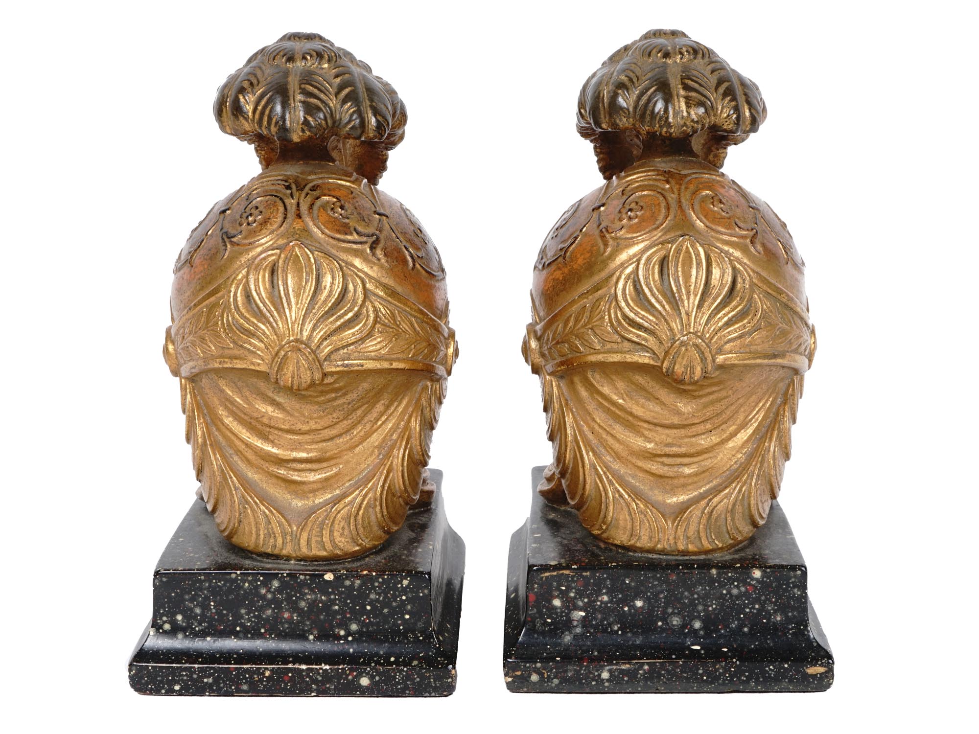 PAIR OF ANTIQUE ROMAN HELMET BOOKENDS BY BORGHESE PIC-1